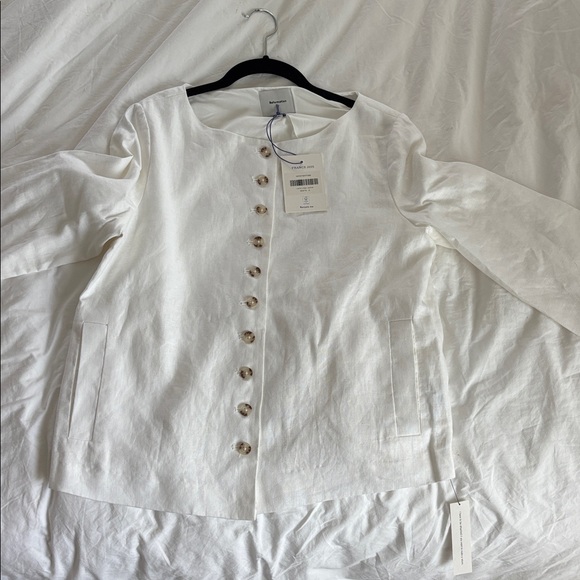 Reformation Lucia Linen Jacket Ivory - Size S - Picture 2 of 2